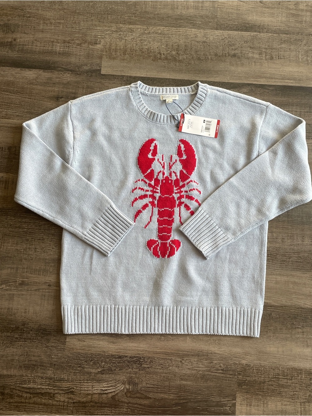 NWT Women’s XL Mighty Fine Blue Nautical Lobster Long Sleeve Crew